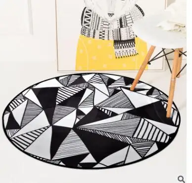 Простой нордический Печатный короткий плюшевый коврик круглый напольный коврик декоративный фланелевый коврик для домашних животных противоскользящий, для дома