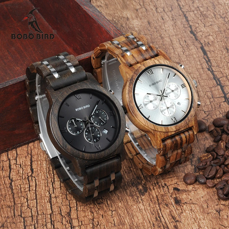 BOBO BIRD часы браслет деревянные Для мужчин relogio masculino из дерева металлический