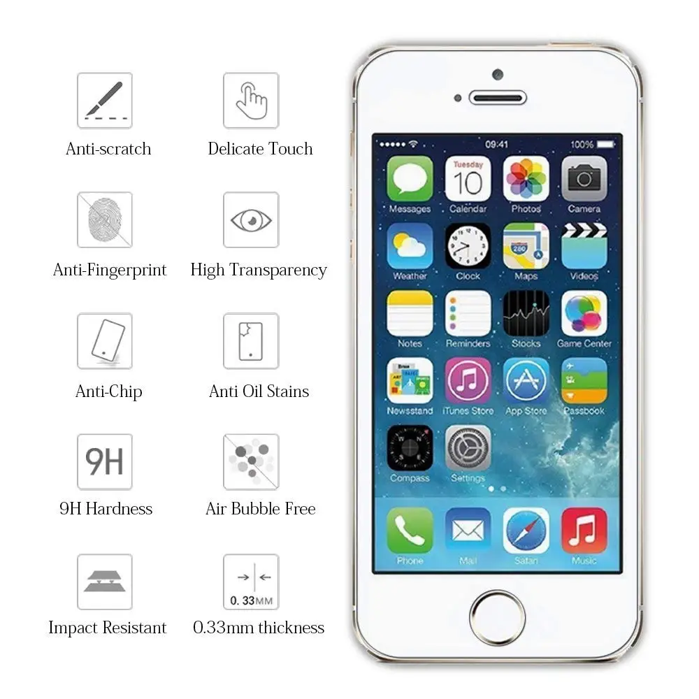 2 шт закаленное стеклянный чехол на экран для iPhone 5 5S 5c на i5s Стекло Экран протектор для iPhone5 SE 5SE на Glas sklo Funda чехлы