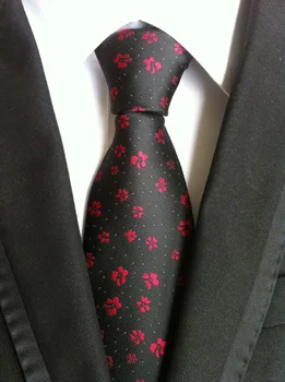 

SKng Brand New Floral Black Blue Red Ties For Men Jacquard Woven Silk Neck Tie Suit For Formal Party Wedding Gravatas