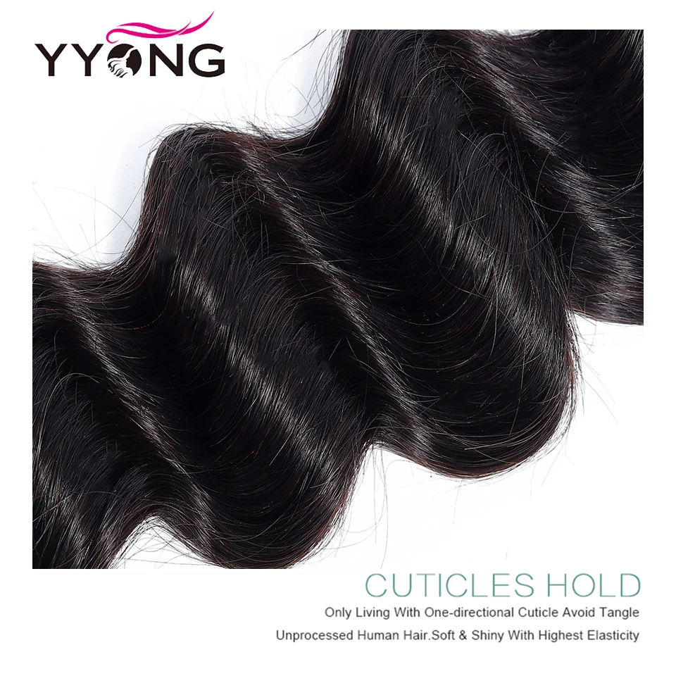  Yyong 6x6 Closure With Bundles Loose Deep Wave 3/4 Bundles Human Hair With Closure Peruvian Remy Ha