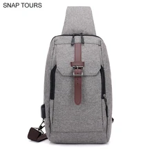 Кнопки туры короткой поездки зарядка через usb Для мужчин Грудь сумка через плечо мода лето маленький мужской Crossbody сумка человек