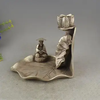 

Chinese Buddhism Temple Silver The Elderly Lotus Inverted Flow Incense Marked