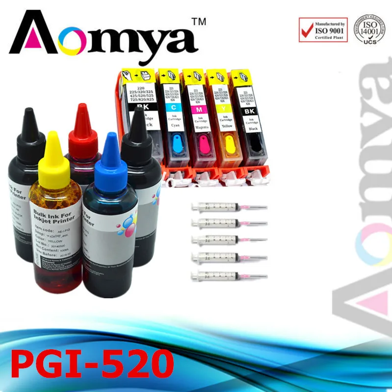 5C PGI 520 CLI 521 Ink Cartridge Refill Ink Kit For Canon Printer MX540/550/560/620/630/640/980