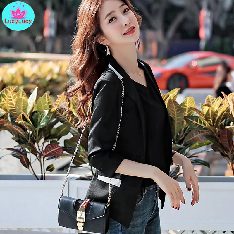 2019 small suit jacket Korean style new spring and summer Slim net red seven-point sleeve casual suit short paragraph 2019 small suit jacket Korean style new spring and summer Slim net red seven-point sleeve casual suit short paragraph