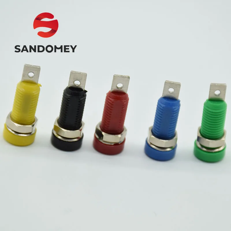 

5pcs Insulated 4mm Panel Mount Banana Jack Socket Solder Type 5 colors 30VAC-60VDC/ Max 24A PS244