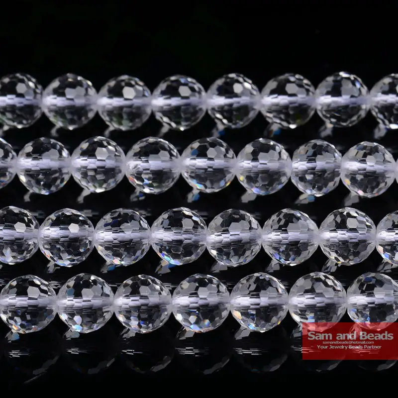 

Free Shipping Natural Stone Faceted Clear Quartz Loose Beads 16" Strand 4 6 8 10 12 MM Pick Size For Jewelry Making CQB02