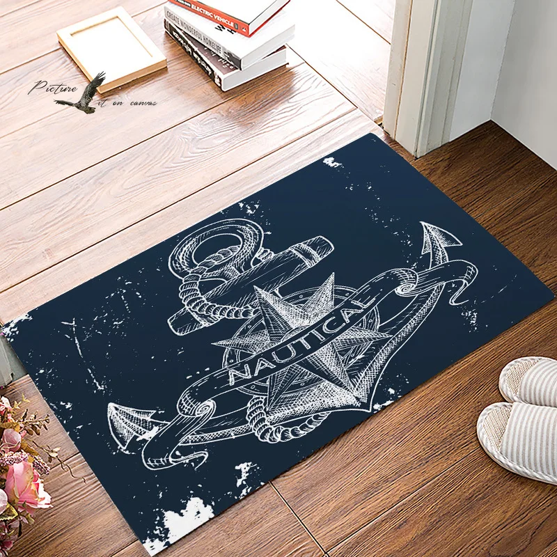 

Picture It On Canva Nautical Anchor Deep Blue Dirt Debris Mud Trapper Boot Shoes Scraper Accessory Sets Floor Carpets Extra Soft