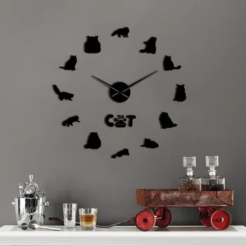 

New Promotion Large Acrylic Porsian Cat Diy Mirror 3d Wall Sticker Sofa Background Children Bedroom Decor