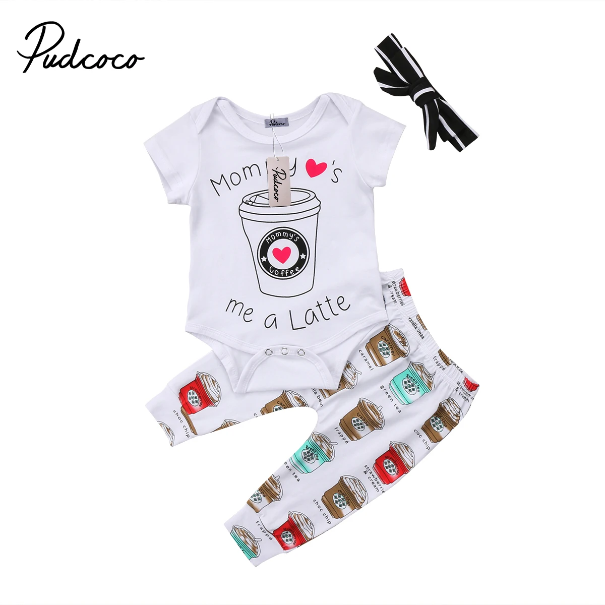 Baby Girls Boys Infant Clothes Set Cotton Bodysuit+Long Pants+Headband