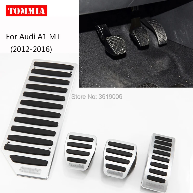 tommia Aluminum Footrest Gas Brake Pedals Pad kit For Audi A1 AT MT