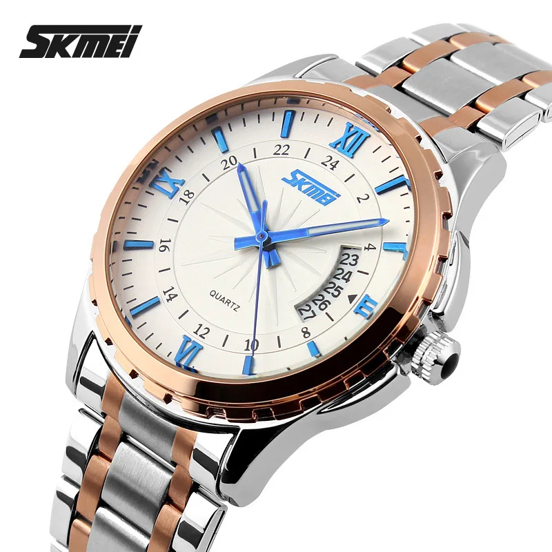 2018 SKMEI Brand Fashion Casual quartz watch men luxury brand military wristwatches full steel men