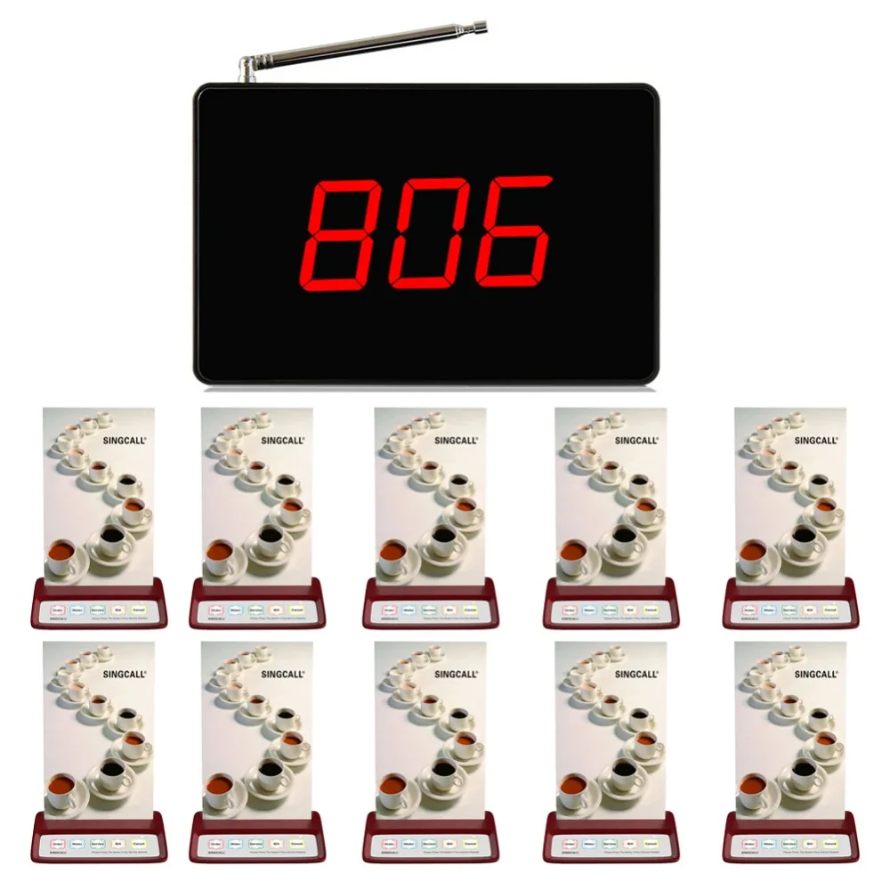 SINGCALL Wireless restaurant pager system,beeper service ,1 black fixed receiver and 10 red buttons calling waiters SINGCALL Wireless restaurant pager system,beeper service ,1 black fixed receiver and 10 red buttons calling waiters