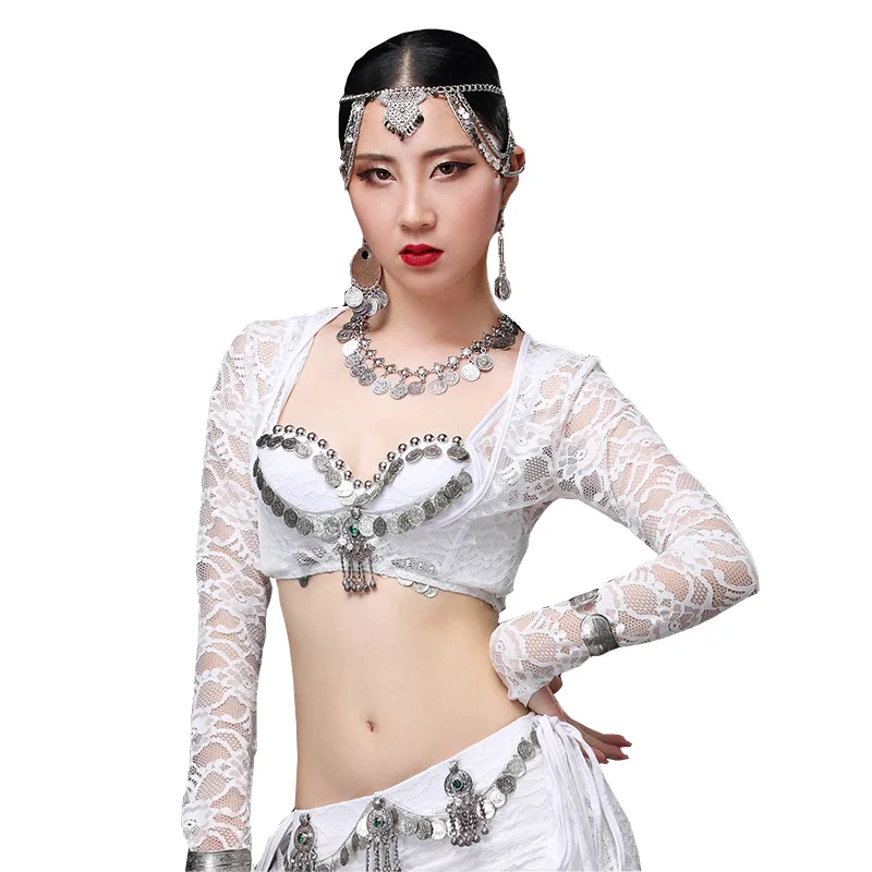 

New Sexy Belly Dance Bolero Lace Top Women Dancewear Accessories Long Sleeves Blouse
