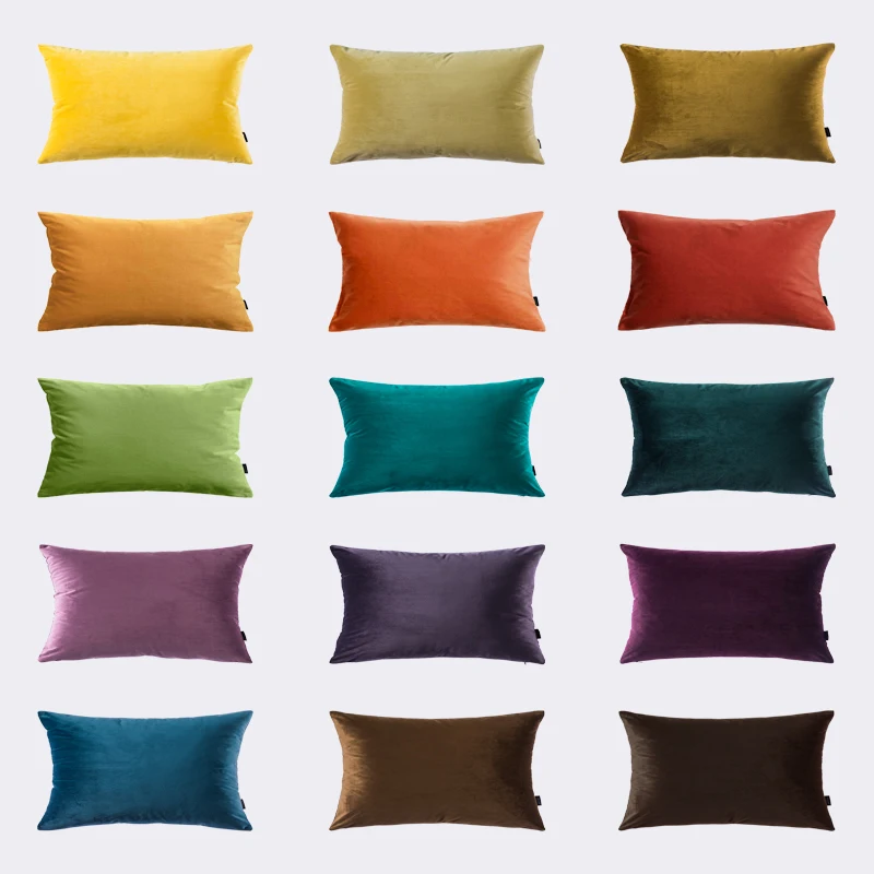 

50x30cm rectangle solid color velvet pillowcase sofa short plush fresh color back cushion cover lumbar pillow cover