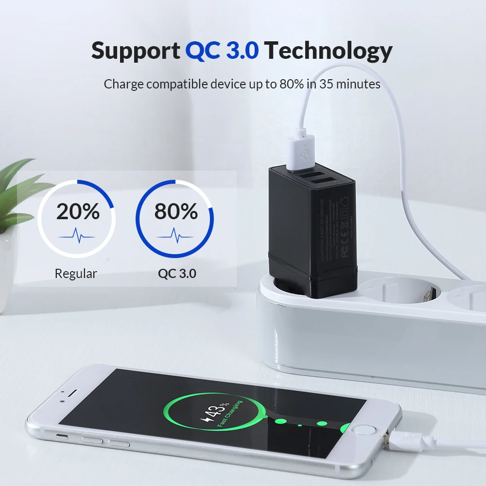 TOPK Quick Charge 3,0 USB зарядное устройство для samsung S10 S9 Xiaomi mi 9 Red mi Note 7 Быстрая зарядка QC 3,0 EU дорожное настенное зарядное устройство для мобильного телефона