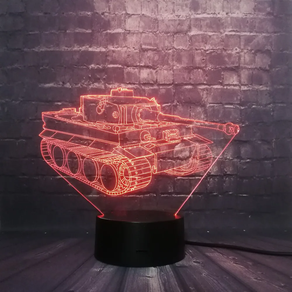 Tank Car 3D LED Night light Baby room Decor fighting battle RGB USB lamp Sleep Light 7 Color Change RC Car Christmas Gift Toy