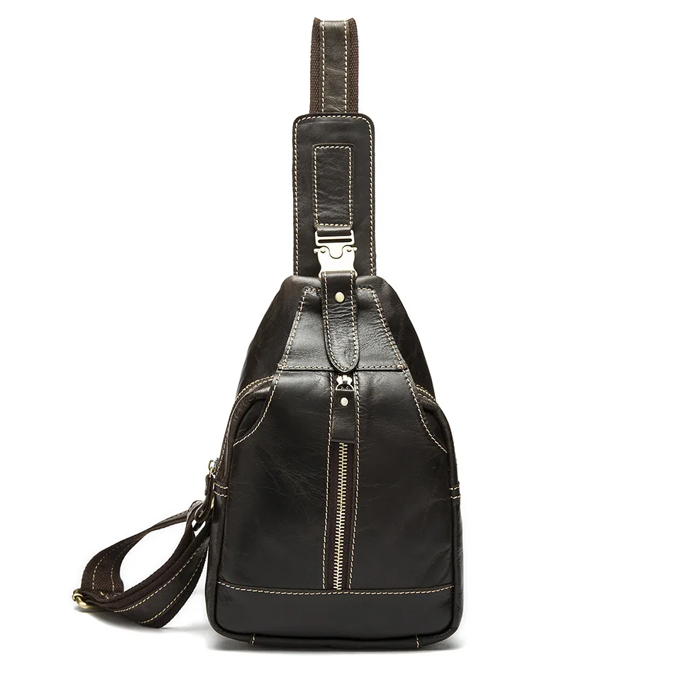 

European And American Top Leather Fashion Retro Men's Bra Leather Men's Shoulder Straddle Bag