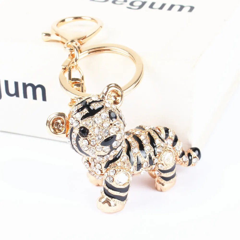 

Tiger Pendant Charm Rhinestone Crystal Purse Bag Keyring Key Chain Accessories for Wedding Party Lover Friend Gift