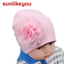 Sunlikeyou/новая весенняя шляпка для девочки, детские шапки для новорожденных, хлопковая мягкая эластичная шапочка с цветком, шапочка, теплая шапка для младенца шапка детская