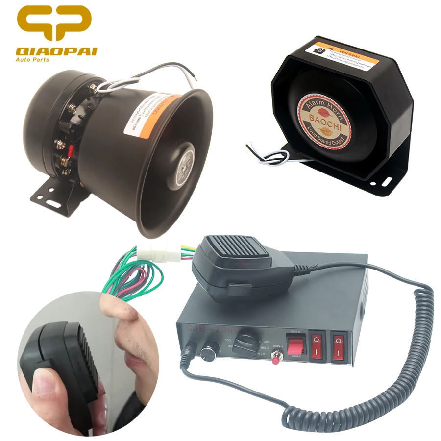

for Car Alarm 200W Speaker Electron Horn 12V 24V MIC System Warning Sound Police Siren Vehicle Megaphone Amplifier Train truck