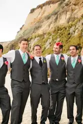 Темно-серый Свадебная жилетка и брюки для мужчин Slim Fit мужские s свадебные смокинги дизайнерские мужские s костюмы (жилет + брюки + галстук)