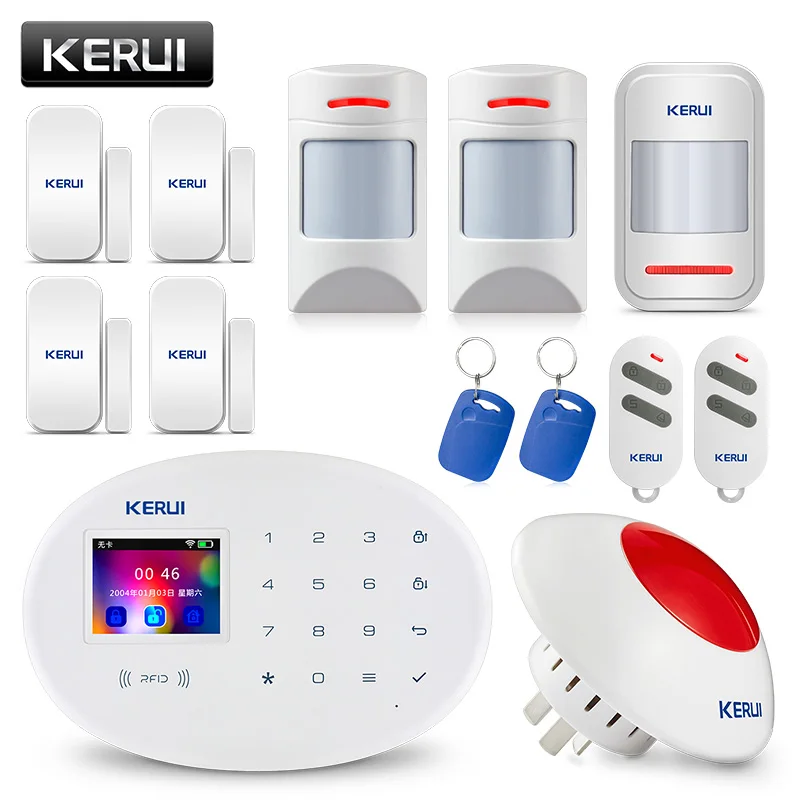 

KERUI W20 GSM APP Control TFT Color Screen Security Alarm System RFID Card Disalarm Wireless Home Burglar Alarm Set