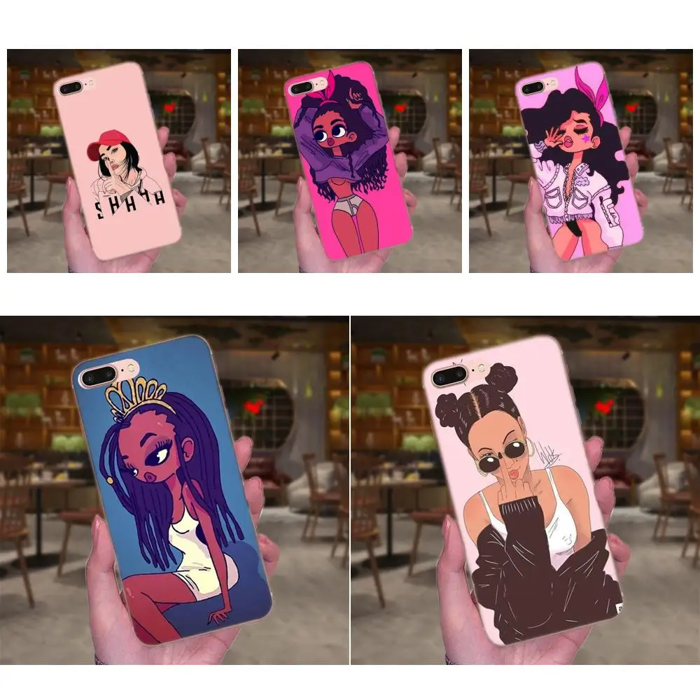 

TPU Case Cover Black Girl Negra Cartoon For Galaxy J1 J2 J3 J330 J4 J5 J6 J7 J730 J8 2015 2016 2017 2018 mini Pro