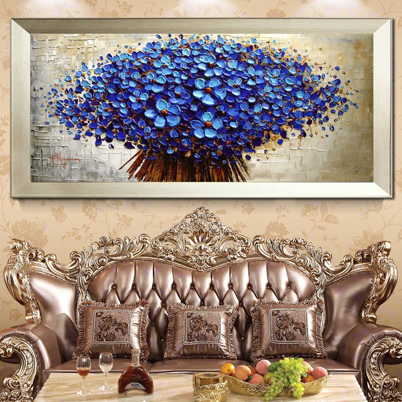 

Youran diy Full Beads Diamond Embroidery Mosaic Pattern Blue Flower Tree Rocking Money Tree Living Room Home Decor Painting Gift