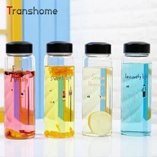 Neue Koreanische Stil Glas Wasserflasche 400 ML Glas Tasse Sport Outdoor Flasche Limonade Tasse botella de agua Transhome