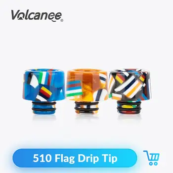 

Volcanee Flag Drip Tip 510 Atomizer Colorful Resin Mouthpiece for Doggy SQ NL MTL RTA Ecig Tank Vapor Driptips