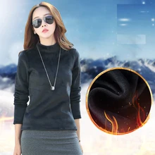 Nonis, женская футболка, теплая, осенняя, зимняя, теплая, бархатная, новинка, длинный рукав, круглый ворот, подходит ко всему, бархатные футболки, топы, четыре цвета, S-4XL