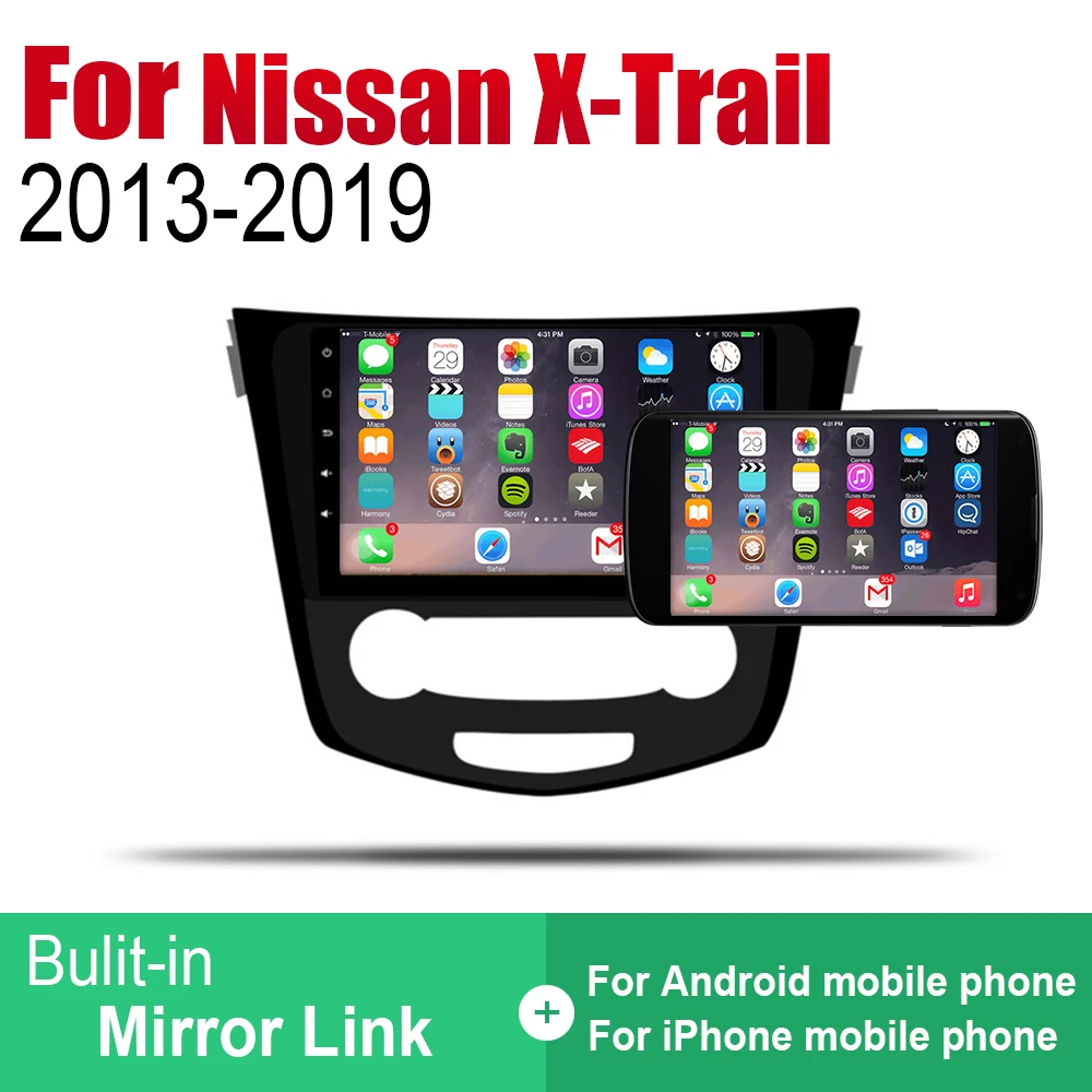 Автомобильный плеер с GPS навигацией для Nissan X Trail 2013 2014 2015 2016 2017 2018 2019 Android