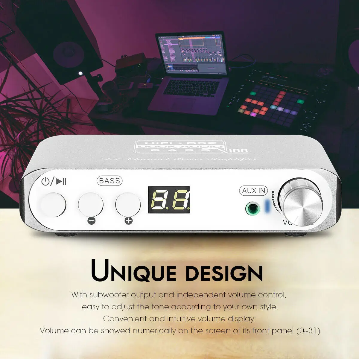 Nobsound Mini HiFi 2.1Channel Subwoofer Bluetooth 5.0 DSP Digital Power Amplifier Stereo Bass Amp With 24V/3A Power Supply voice amplifier