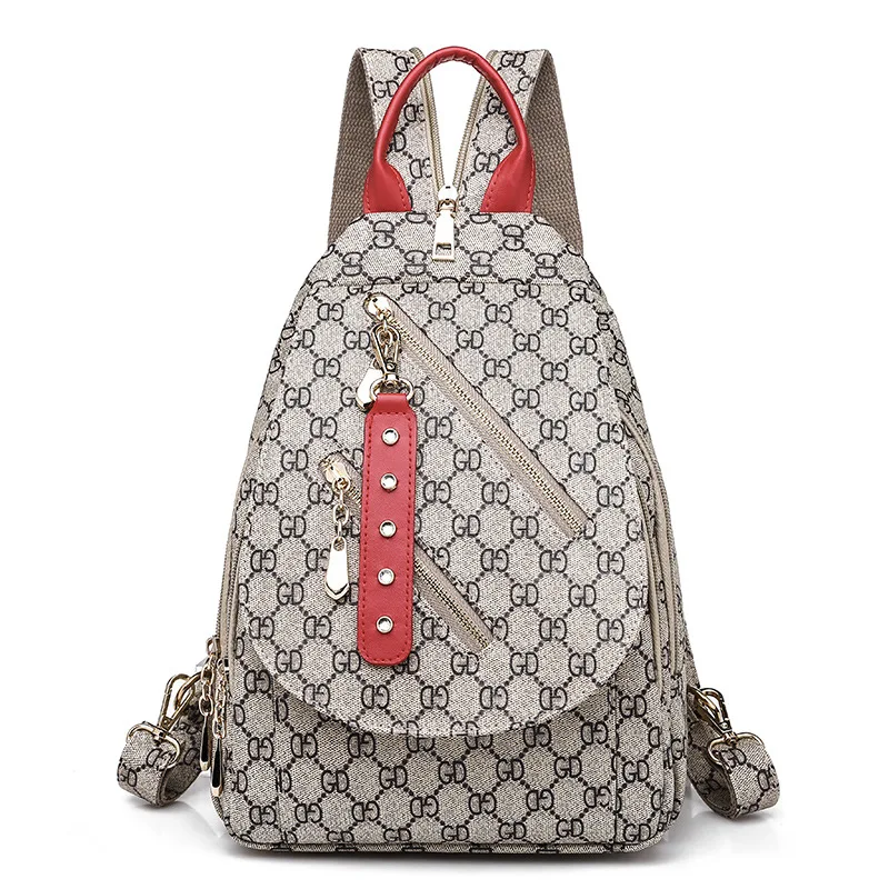 

Old Flower Double Shoulder bag Female 2018 new Korean version fashion PU leather letter Lady Chest Packets shoulder Leisure