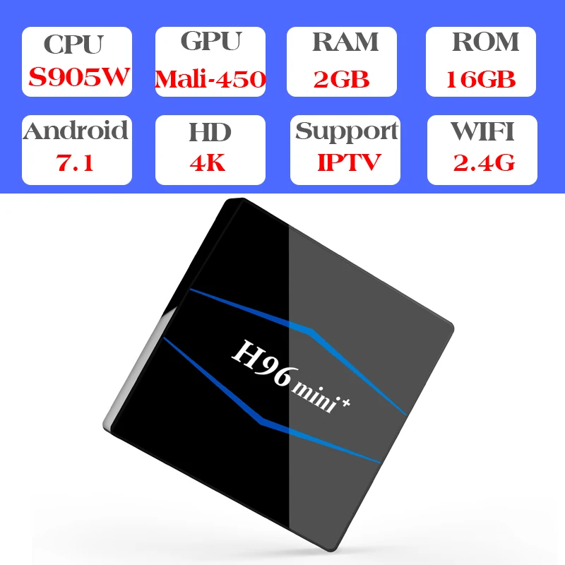 ТВ приставка h96mini + tvbox Android 7 1 2 Гб 16 четырехъядерный процессор Amlogic S905W 4 ГГц WiFi