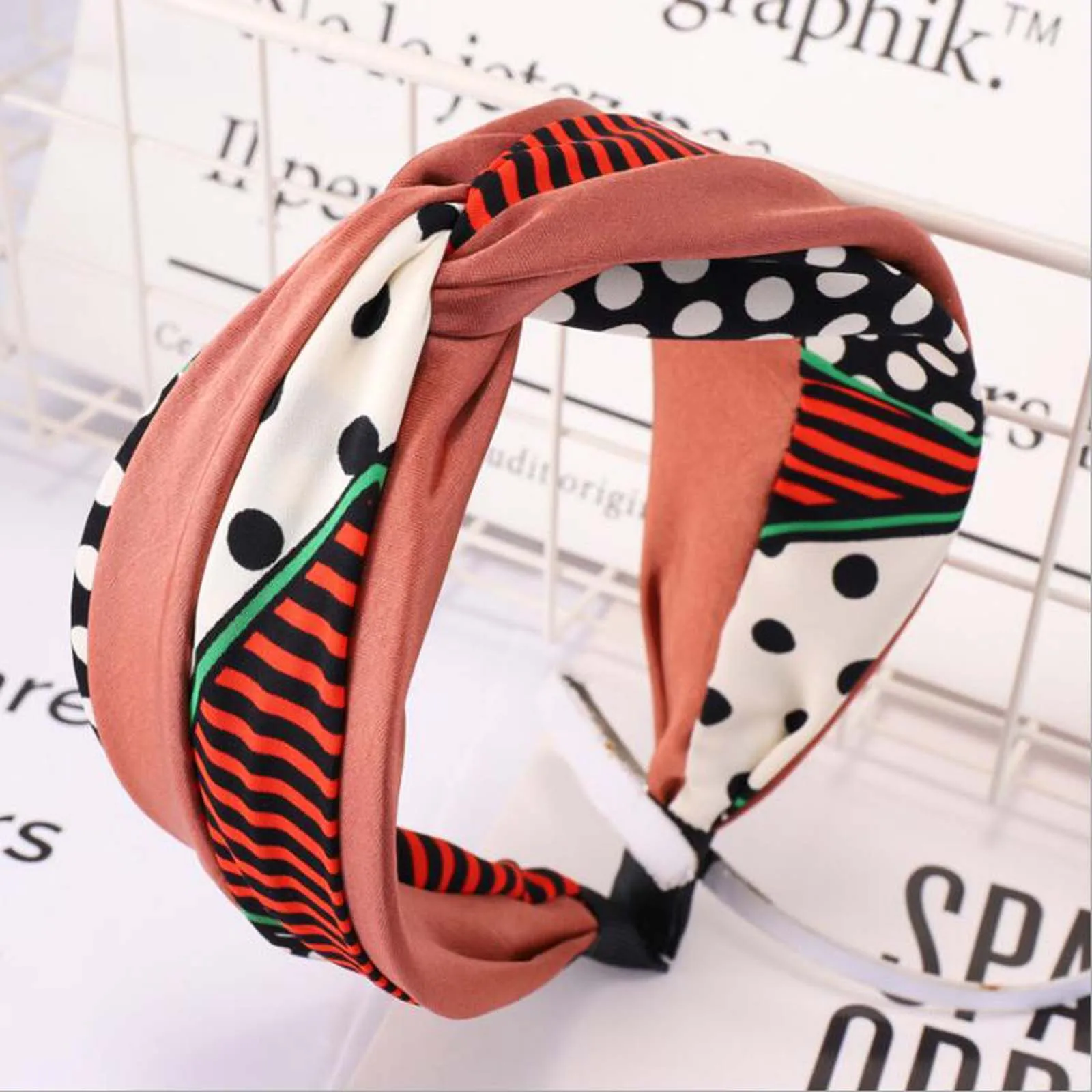 

New Wide Side Orange Hairband Wide Side Cross Knot Headband Hair Band Women Bohemia Point Turban Light Color Hair Accessories