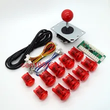 New Reyann LED Arcade Game Cabinet DIY Kit Zero Parts USB Encoder + 1 X Red Joystick + 10 X Lighted Push Button for Mame & Jamma