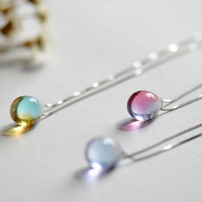 

Romantic Tiny Beach Mermaid Necklace Ocean Sea Necklace Invisible Transparent Fishing Line Short Chain Mermaid's Tears Necklace
