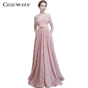 

CEEWHY Sweetheart Sleeveless Floor length Prom Dresses Long Evening Gown with Belt Robe de Soiree Longue Tassel Evening Dress