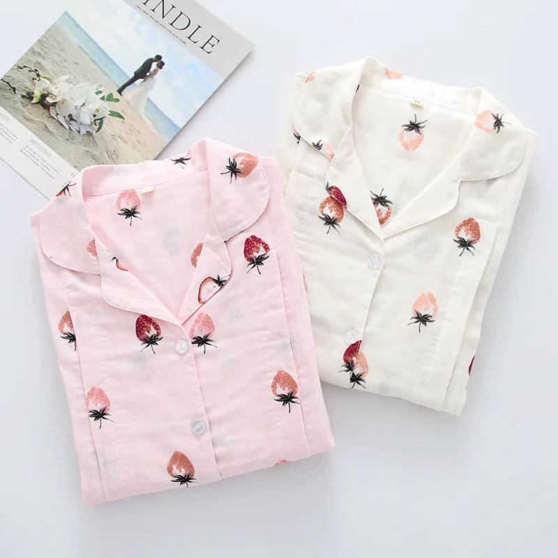 2018 New Cute Maternity Print Turn-down Collar Cotton Cartoon Shirt + Pants Pajamas Two-piece Suit