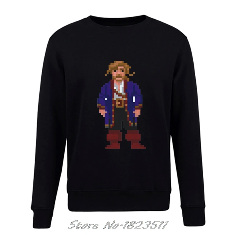 Мужская толстовка с принтом Guybrush Threepwood капюшоном Pixel Secret Of Monkey Island 8-Bit Ретро