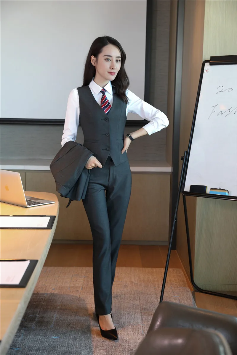 2022 Fashion Women Suits Office Lady Business Work Uniforms Formal Pant Suits  Female 3 Piece Set