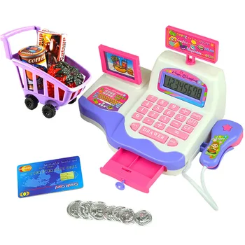 

Creative Kid Toy Pretend Play Supermarket Cash Register Scanner Checkout Counter Classic Pretend Toy Plastic Business Play