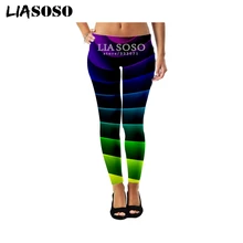 LIASOSO, сексуальный стиль, экокожа(унисекс Суперэластичные Легинсы 3D в полоску с принтом в виде ромбов Повседневное уличный бренд Фитнес брюки A109