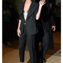 Лето/Осень Повседневная одежда Брючные костюмы для женщин для молодых леди женский, черный Slim Fit пользовательские из двух частей Профессиональный классические брюки костюм