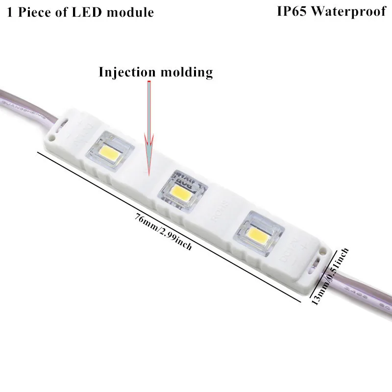 100 шт. SMD 5630 5730 3 светодиодный DC12V модуль IP63 IP65 Водонепроницаемый светильник для