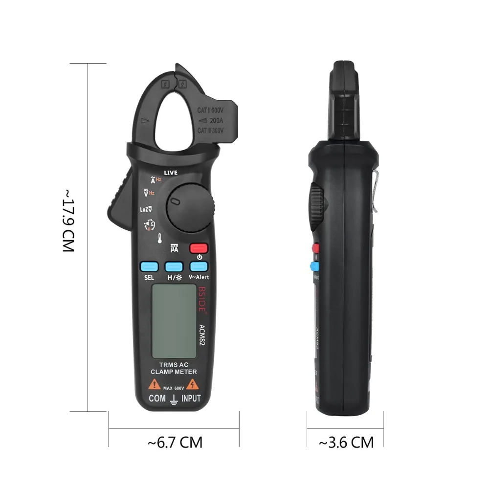 BSIDE ACM82 Мини цифровой AC Токоизмерительные клещи True RMS Автоматический диапазон 0.001A токоизмерительный мультиметр Hz Temp Ом uF v-оповещение проверка в режиме реального времени