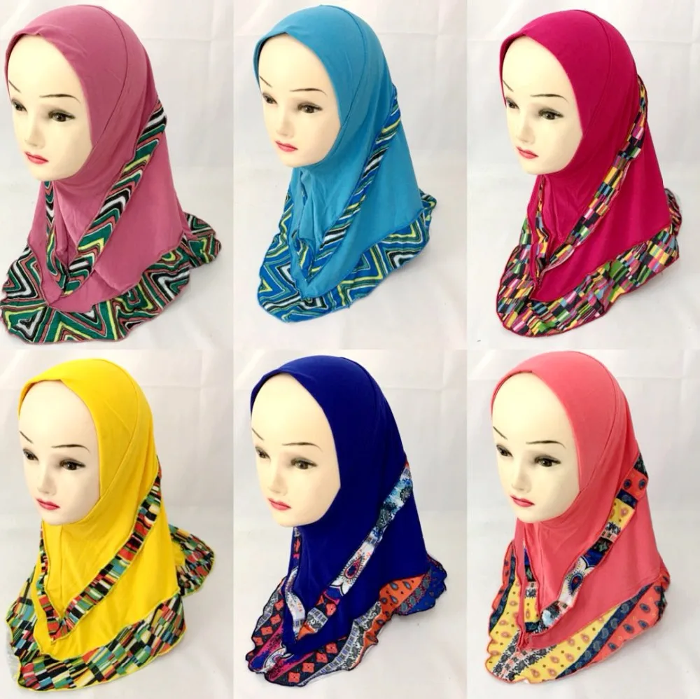 

2019 Islamic head scarf Size 0-12T old kids girl Muslim hijabs