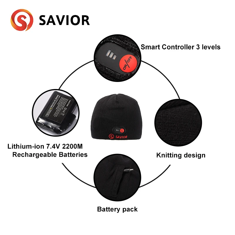 Savior battery hat for winter outdoor sports keep warm heat therapy quick heating head protect 3 levels control unisex gift Hot